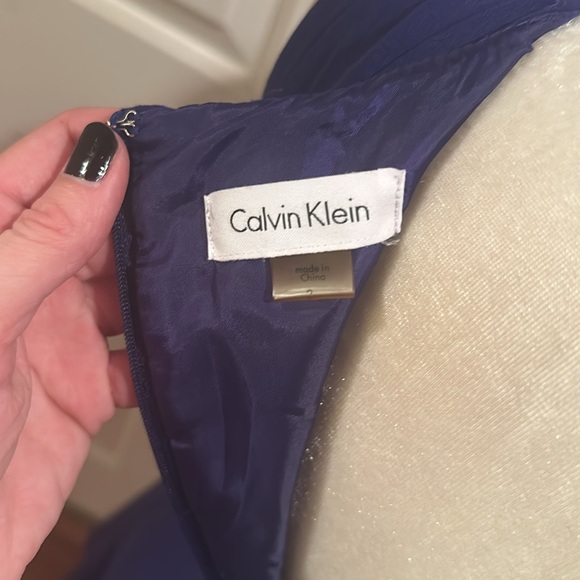 Calvin Klein 2 ROYAL BLUE Fit & Flare gored seams Flounce Twirl Modest Lined - Picture 5 of 5
